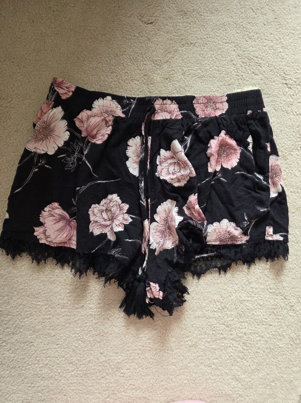 Black Floral Shorties